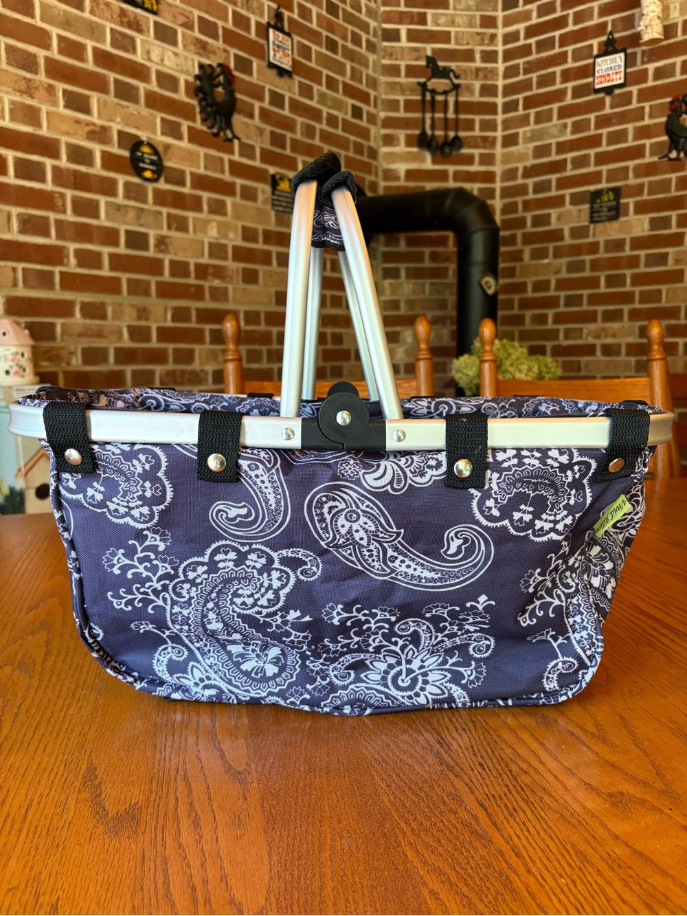 Paisley Foldable Market Tote in Blue